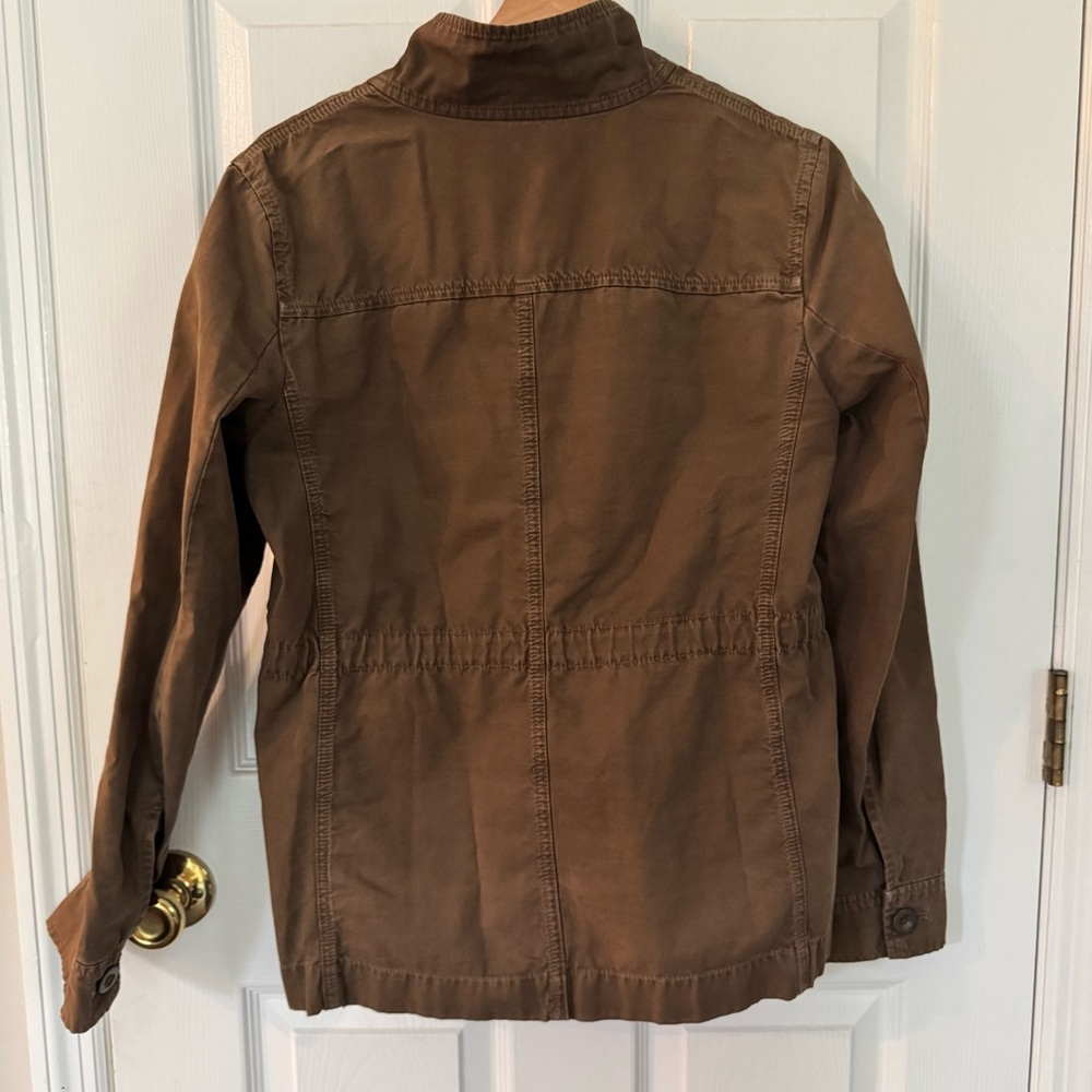 J Crew Military Field Jacket Olive Green/Brown Zip Up Cinch Waist Women’s Small - Picture 6 of 6